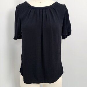 Boden Rosalyn Tie Back Black Viscose Blouse Capsule Wardrobe